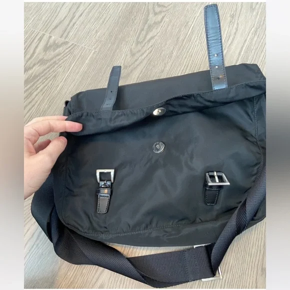 Prada - Vela Messenger Bag ~9.75”H x 13”L" x 4.5”D Black Nylon Pristine $Firm - Picture 10 of 17